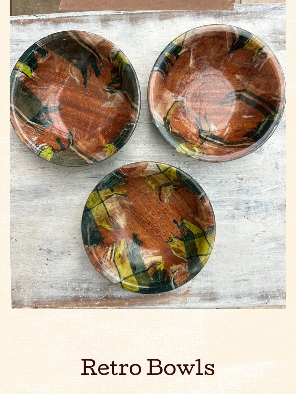 Retro Wooden Lacquer Salad Bowls